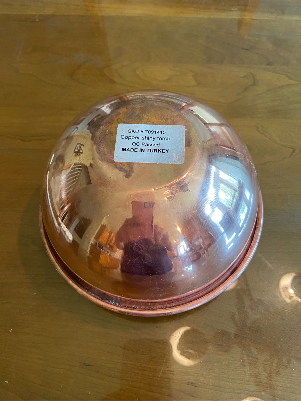 Copper Oil Lamp with Flared Lid. 8.5 inches round. - Picture 3 of 6